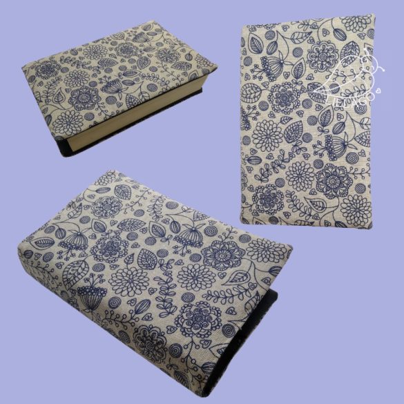 Kék virágos - bibliaborító kis Károli bibliára