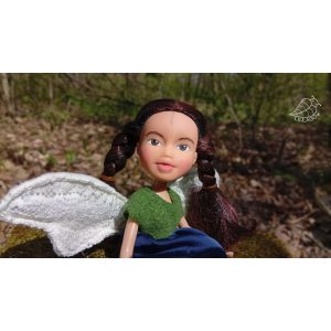 Liliom, 24 cm magas, kézzel festett arcú Angyal / Tündér Rebaba