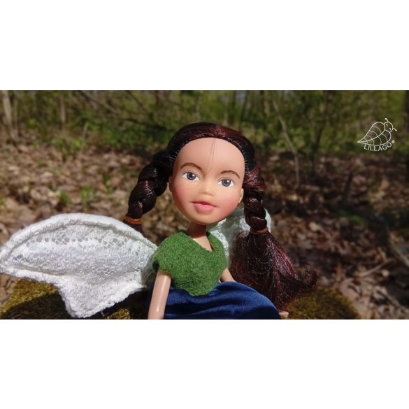 Liliom, 24 cm magas, kézzel festett arcú Angyal / Tündér Rebaba