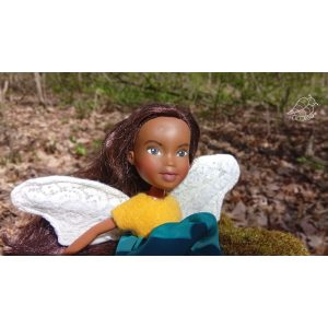 Flórika, 24 cm magas, kézzel festett arcú Angyal / Tündér Rebaba