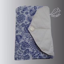   Kék virágos, patentos - bibliaborító kis Károli bibliára